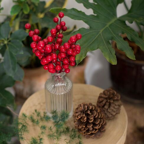 سونكو 15 قطعة من سيقان التوت الأحمر، اللقطات الاصطناعية التوت الأحمر لعيد الميلاد لتزيين شجرة عيد الميلاد، الزينة، الحرف اليدوية، العطلة والديكور المنزلي، 7.87 بوصة in Kuwait