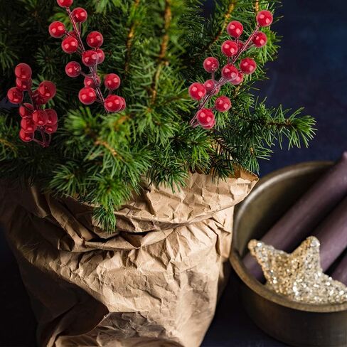 سونكو 15 قطعة من سيقان التوت الأحمر، اللقطات الاصطناعية التوت الأحمر لعيد الميلاد لتزيين شجرة عيد الميلاد، الزينة، الحرف اليدوية، العطلة والديكور المنزلي، 7.87 بوصة in Kuwait