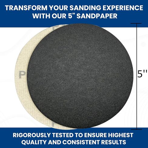 NexGrit Abrasives 100Pc 5 inch Sanding Disc Hook and Loop Backing - 80-800 GRIT Wet Dry Sandpaper - No Hole Silicon Carbide Sandpaper - Waterproof Hook and Loop Sanding Disc Assorted Grit Sandpaper in Saudi Arabia