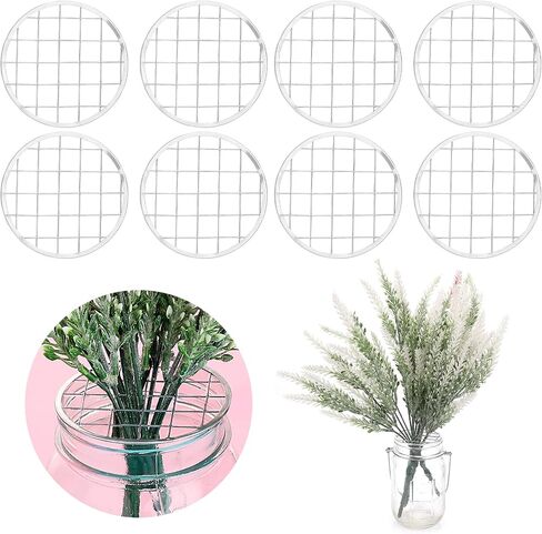 ASTER 8 Pieces Mason Jar Flower Insert Lid for Wide Mouth Canning Jars Flower Lid Insert with Square Grids for Fixing Plants Flower Arrangement, Vase Decoration Accessories in Saudi Arabia