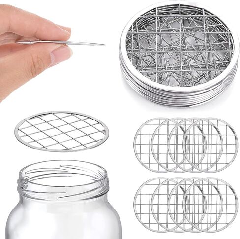 ASTER 8 Pieces Mason Jar Flower Insert Lid for Wide Mouth Canning Jars Flower Lid Insert with Square Grids for Fixing Plants Flower Arrangement, Vase Decoration Accessories in Saudi Arabia