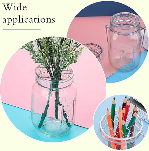 ASTER 8 Pieces Mason Jar Flower Insert Lid for Wide Mouth Canning Jars Flower Lid Insert with Square Grids for Fixing Plants Flower Arrangement, Vase Decoration Accessories in Saudi Arabia