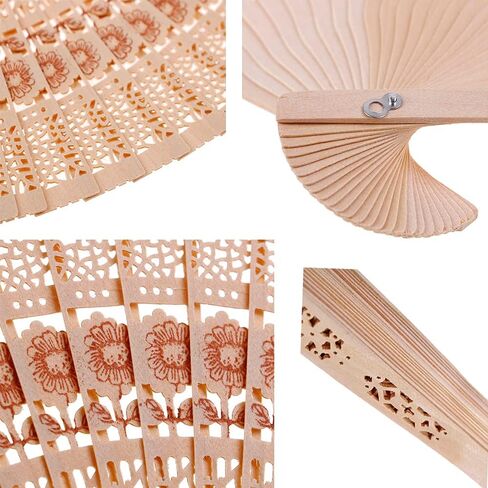 مجموعة من 6 قطع من مروحة خشب الصندل من Minelife من 6 مراوح قابلة للطي، هدايا الزفاف وأعياد الميلاد وديكورات المنزل in Kuwait