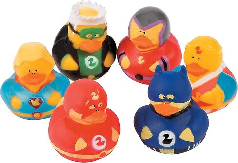 Fun Express Superhero Rubber Duckies (1 dz) Superhero Themed Party Favors, Character Toys, Rubber Duckies in Saudi Arabia
