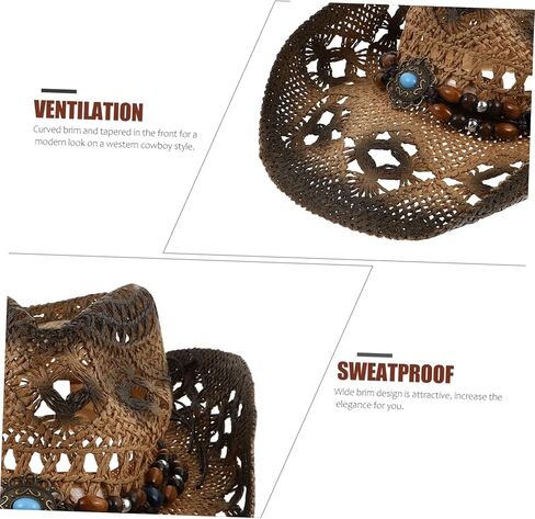 BIUDECO Denim Straw Hat Mexican Sombrero Straw Cowboy Hats for Men Summer Hats for Men Wide Floppy Panama Hat Wide Bucket Hat Straw Braid Hat Beach Straw Hat Cowgirl Straw Hat Clothing 1pc in Saudi Arabia