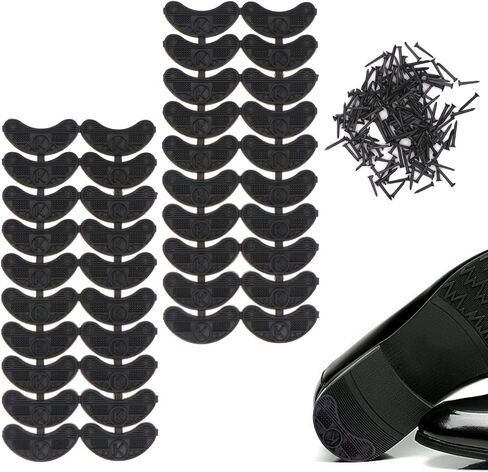 20 زوجًا من ألواح الكعب المقاومة للنعل بطانة مع مسامير نعل مطاطي وسادة سوداء حذاء سفلي مواد إصلاح للنساء والرجال in Kuwait