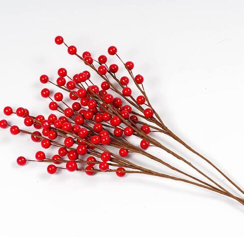 Suandsu 6 Pcs Artificial Red Berry Stems Branches Holly Christmas Berries for Crafts Wedding Holiday Home Wreath Decor 13.5" High in Kuwait