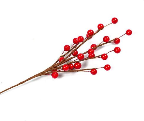 Suandsu 6 Pcs Artificial Red Berry Stems Branches Holly Christmas Berries for Crafts Wedding Holiday Home Wreath Decor 13.5" High in Kuwait