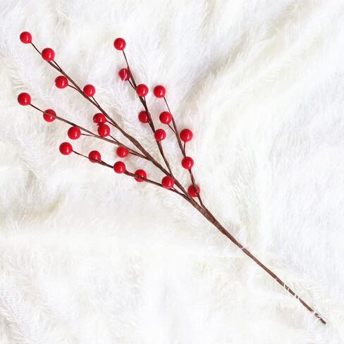Suandsu 6 Pcs Artificial Red Berry Stems Branches Holly Christmas Berries for Crafts Wedding Holiday Home Wreath Decor 13.5" High in Kuwait