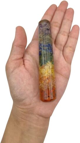 GEMSCITE Seven Chakra Orgonite Massage Wand Crystal Healing Reiki Feng Shui Gift Positive Energy Metaphysical in Kuwait