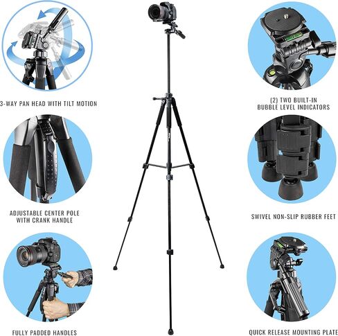 LED Video Light Kit with 2X Ultimaxx 5600°K 160 LED Photo Light Panels, 2X 75in Professional Tripods, Large Carrying Case, Charger and 2X Batteries for YouTube Studio Shooting. in Saudi Arabia
