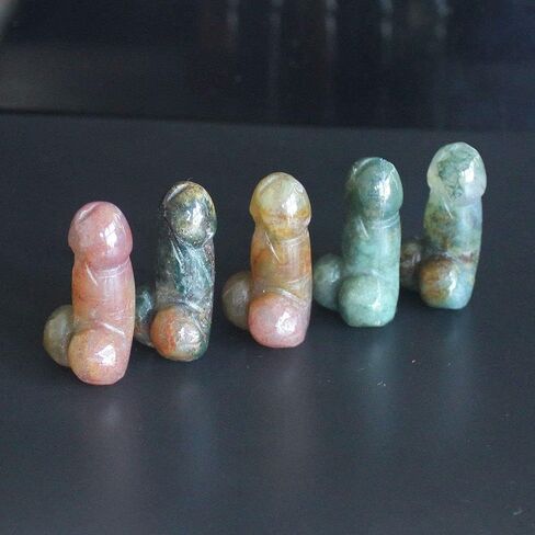 5pcs Mini Carved Gemstone Crystal Man genital Penis Testicle Figurine Lovely Pocket Stone 1'' (Amazonite) in Saudi Arabia