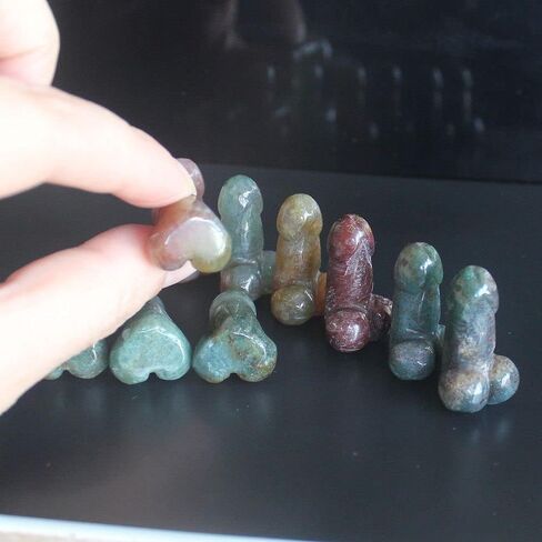 5pcs Mini Carved Gemstone Crystal Man genital Penis Testicle Figurine Lovely Pocket Stone 1'' (Amazonite) in Saudi Arabia