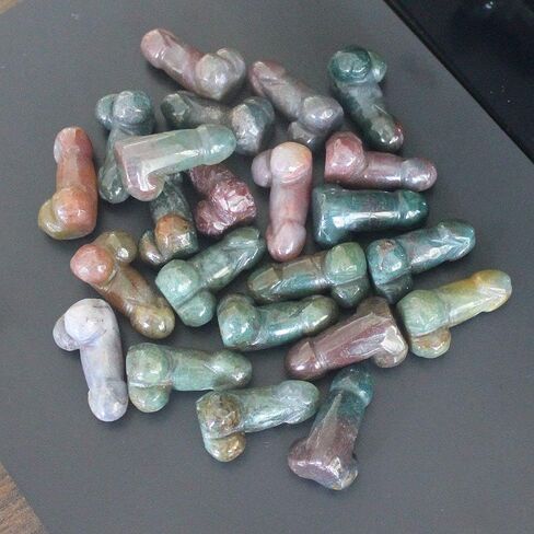5pcs Mini Carved Gemstone Crystal Man genital Penis Testicle Figurine Lovely Pocket Stone 1'' (Amazonite) in Saudi Arabia