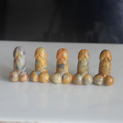 5pcs Mini Carved Gemstone Crystal Man genital Penis Testicle Figurine Lovely Pocket Stone 1'' (Amazonite) in Saudi Arabia