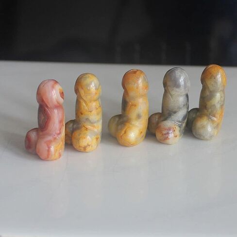 5pcs Mini Carved Gemstone Crystal Man genital Penis Testicle Figurine Lovely Pocket Stone 1'' (Amazonite) in Saudi Arabia