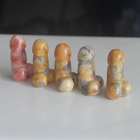 5pcs Mini Carved Gemstone Crystal Man genital Penis Testicle Figurine Lovely Pocket Stone 1'' (Amazonite) in Saudi Arabia