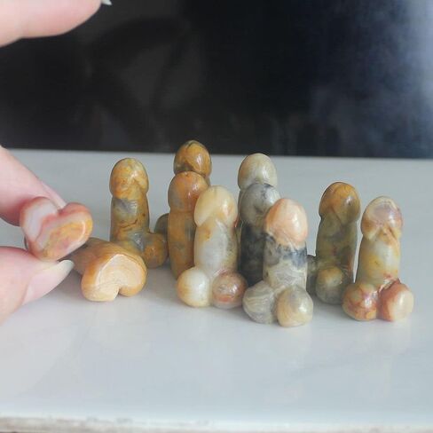 5pcs Mini Carved Gemstone Crystal Man genital Penis Testicle Figurine Lovely Pocket Stone 1'' (Amazonite) in Saudi Arabia