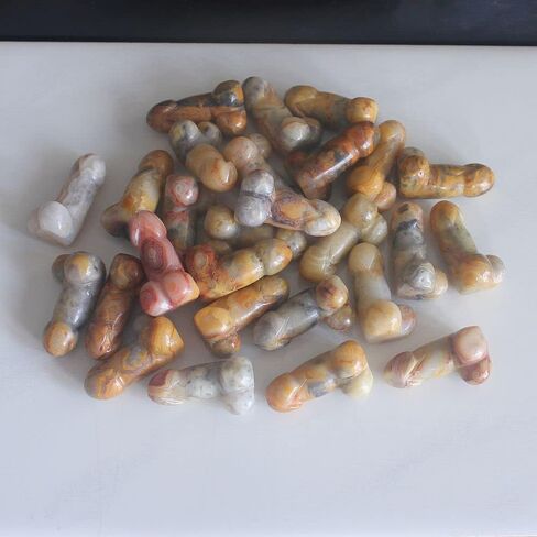 5pcs Mini Carved Gemstone Crystal Man genital Penis Testicle Figurine Lovely Pocket Stone 1'' (Amazonite) in Saudi Arabia