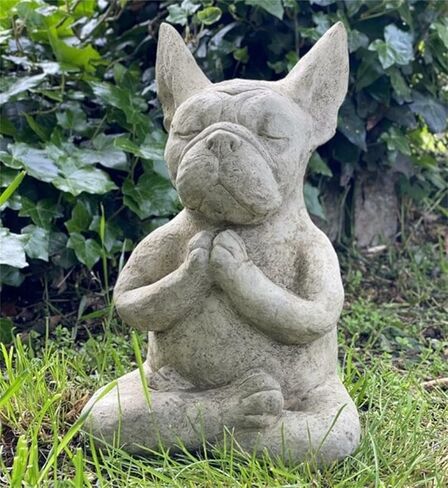 FAONIE Meditating Sitting French Bull Dog, Dog Statue-Resin Zen Animal Yoga Figurine in Kuwait