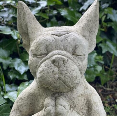 FAONIE Meditating Sitting French Bull Dog, Dog Statue-Resin Zen Animal Yoga Figurine in Kuwait