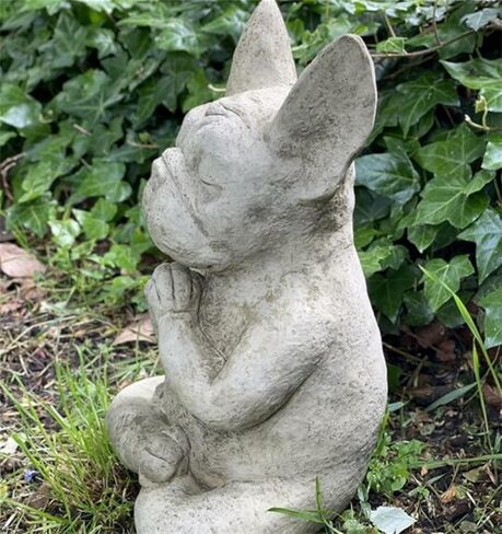FAONIE Meditating Sitting French Bull Dog, Dog Statue-Resin Zen Animal Yoga Figurine in Kuwait