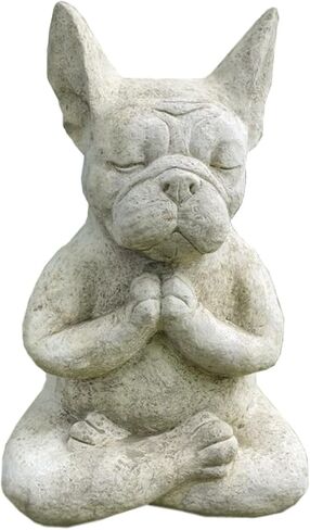 FAONIE Meditating Sitting French Bull Dog, Dog Statue-Resin Zen Animal Yoga Figurine in Kuwait