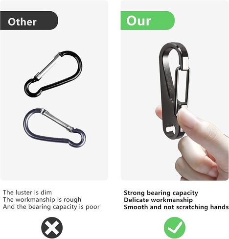 سلسلة مفاتيح من 8 قطع مقاس 6 ملم - مصنوعة من الستانلس ستيل 304 شديدة التحمل بسمك 6 ملم، مشبك حلقة تسلق مع حلقة مفاتيح وخطاف سريع الفك وحامل سلسلة مفاتيح in Kuwait