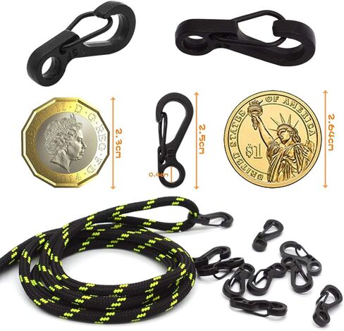 40 قطعة من مشابك شنطة الظهر الزنبركية الصغيرة، مشابك حلقية 8 اشكال، سلسلة مفاتيح سلكية من الستانلس ستيل وخطاف بلاستيكي دوار لباراكورد (4 عناصر، 10 قطع لكل عنصر) in Kuwait