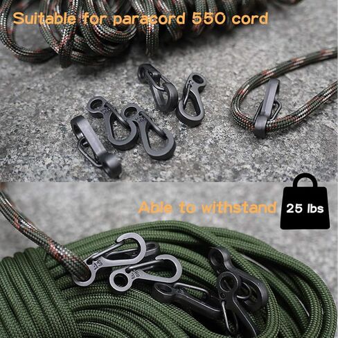 40 قطعة من مشابك شنطة الظهر الزنبركية الصغيرة، مشابك حلقية 8 اشكال، سلسلة مفاتيح سلكية من الستانلس ستيل وخطاف بلاستيكي دوار لباراكورد (4 عناصر، 10 قطع لكل عنصر) in Kuwait