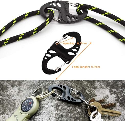 40 قطعة من مشابك شنطة الظهر الزنبركية الصغيرة، مشابك حلقية 8 اشكال، سلسلة مفاتيح سلكية من الستانلس ستيل وخطاف بلاستيكي دوار لباراكورد (4 عناصر، 10 قطع لكل عنصر) in Kuwait