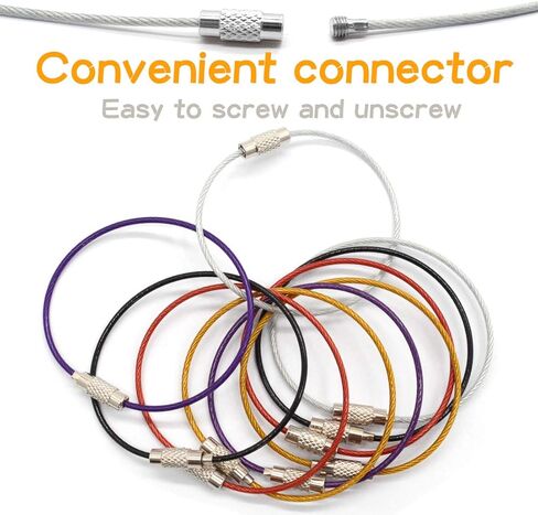 40 قطعة من مشابك شنطة الظهر الزنبركية الصغيرة، مشابك حلقية 8 اشكال، سلسلة مفاتيح سلكية من الستانلس ستيل وخطاف بلاستيكي دوار لباراكورد (4 عناصر، 10 قطع لكل عنصر) in Kuwait