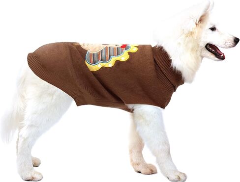 DELIFUR Thanksgiving Dog Turkey Sweater - Cat Turtleneck Knitted Sweater with Leash Hole Thanksgiving Outfit for Cat Puppy Fall Color (Brown2#, Small) in Saudi Arabia