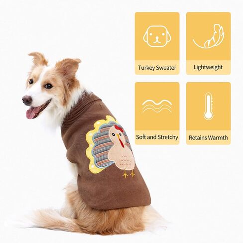 DELIFUR Thanksgiving Dog Turkey Sweater - Cat Turtleneck Knitted Sweater with Leash Hole Thanksgiving Outfit for Cat Puppy Fall Color (Brown2#, Small) in Saudi Arabia