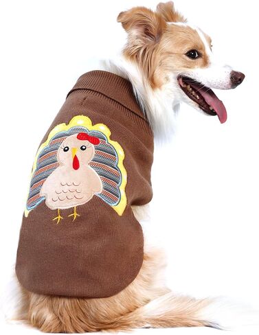 DELIFUR Thanksgiving Dog Turkey Sweater - Cat Turtleneck Knitted Sweater with Leash Hole Thanksgiving Outfit for Cat Puppy Fall Color (Brown2#, Small) in Saudi Arabia