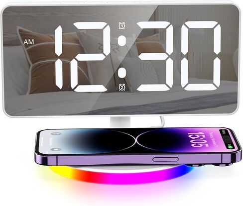AMIR Newest Projection Alarm Clock, 7 inch LED Mirror Alarm Clocks for Bedrooms in Kuwait