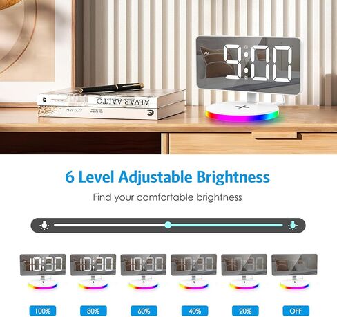 AMIR Newest Projection Alarm Clock, 7 inch LED Mirror Alarm Clocks for Bedrooms in Kuwait