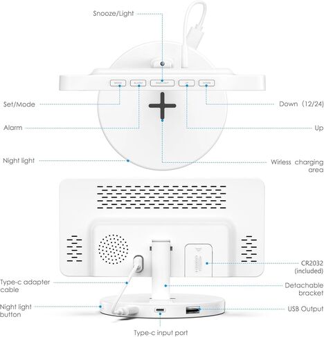AMIR Newest Projection Alarm Clock, 7 inch LED Mirror Alarm Clocks for Bedrooms in Kuwait