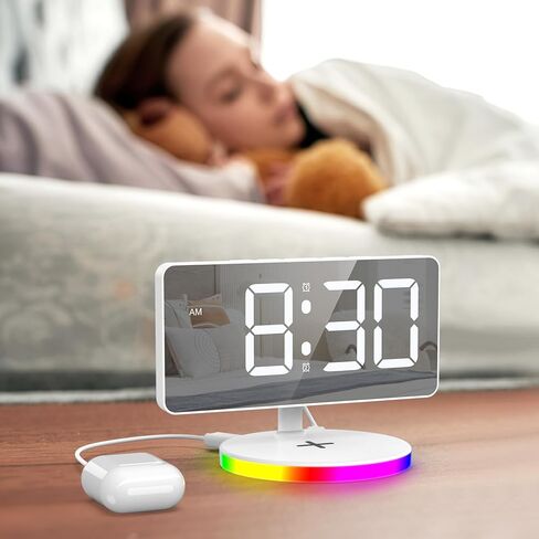 AMIR Newest Projection Alarm Clock, 7 inch LED Mirror Alarm Clocks for Bedrooms in Kuwait