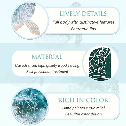 3 قطع من فيفي كومفي ديكور حائط سلحفاة البحر - سلحفاة بحرية خشبية من القماش - ديكور فني بطابع شاطئ معلق - سلحفاة البحر الحياة البحرية ديكور حائط داخلي خارجي حمام المنزل مكتب ديكور الحائط in Kuwait