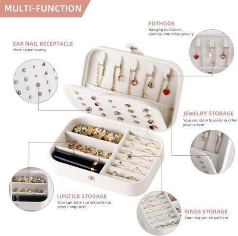 CASEGRACE Jewelry Box For Women Travel Jewelry Organizer Double Layer for Necklace Earring Rings Jewelry Holder Case in Saudi Arabia