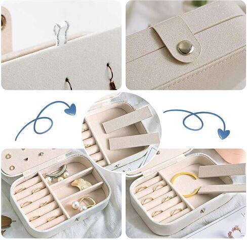 CASEGRACE Jewelry Box For Women Travel Jewelry Organizer Double Layer for Necklace Earring Rings Jewelry Holder Case in Saudi Arabia