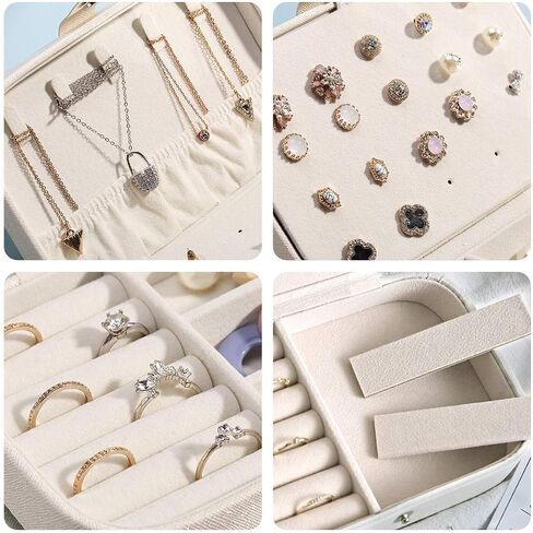 CASEGRACE Jewelry Box For Women Travel Jewelry Organizer Double Layer for Necklace Earring Rings Jewelry Holder Case in Saudi Arabia