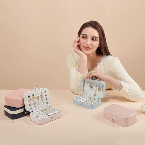 CASEGRACE Jewelry Box For Women Travel Jewelry Organizer Double Layer for Necklace Earring Rings Jewelry Holder Case in Saudi Arabia