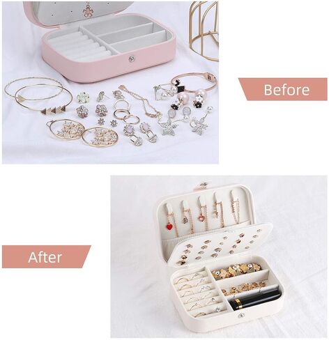 CASEGRACE Jewelry Box For Women Travel Jewelry Organizer Double Layer for Necklace Earring Rings Jewelry Holder Case in Saudi Arabia