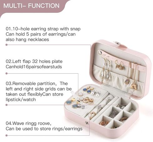 CASEGRACE Jewelry Box For Women Travel Jewelry Organizer Double Layer for Necklace Earring Rings Jewelry Holder Case in Saudi Arabia