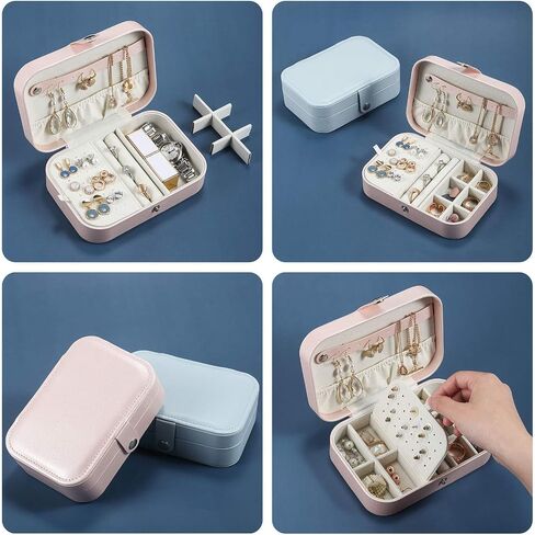 CASEGRACE Jewelry Box For Women Travel Jewelry Organizer Double Layer for Necklace Earring Rings Jewelry Holder Case in Saudi Arabia