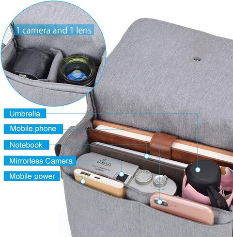 حافظة حقيبة كتف للكاميرا صغيرة الحجم من كادن متوافقة مع كاميرات نيكون وكانون وسوني SLR/DSLR عديمة المرآة والعدسات المقاومة للماء باللون الرمادي in Kuwait