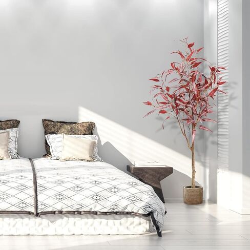 Melli Welli Artificial Rubber Tree 4FT Tall Fake Rubber Plant Faux Floor Plants Fake Tree in Pot Ficus Tree for Home Decor Indoor Outdoor Living Room Office Store in Kuwait