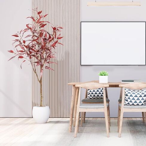 Melli Welli Artificial Rubber Tree 4FT Tall Fake Rubber Plant Faux Floor Plants Fake Tree in Pot Ficus Tree for Home Decor Indoor Outdoor Living Room Office Store in Kuwait